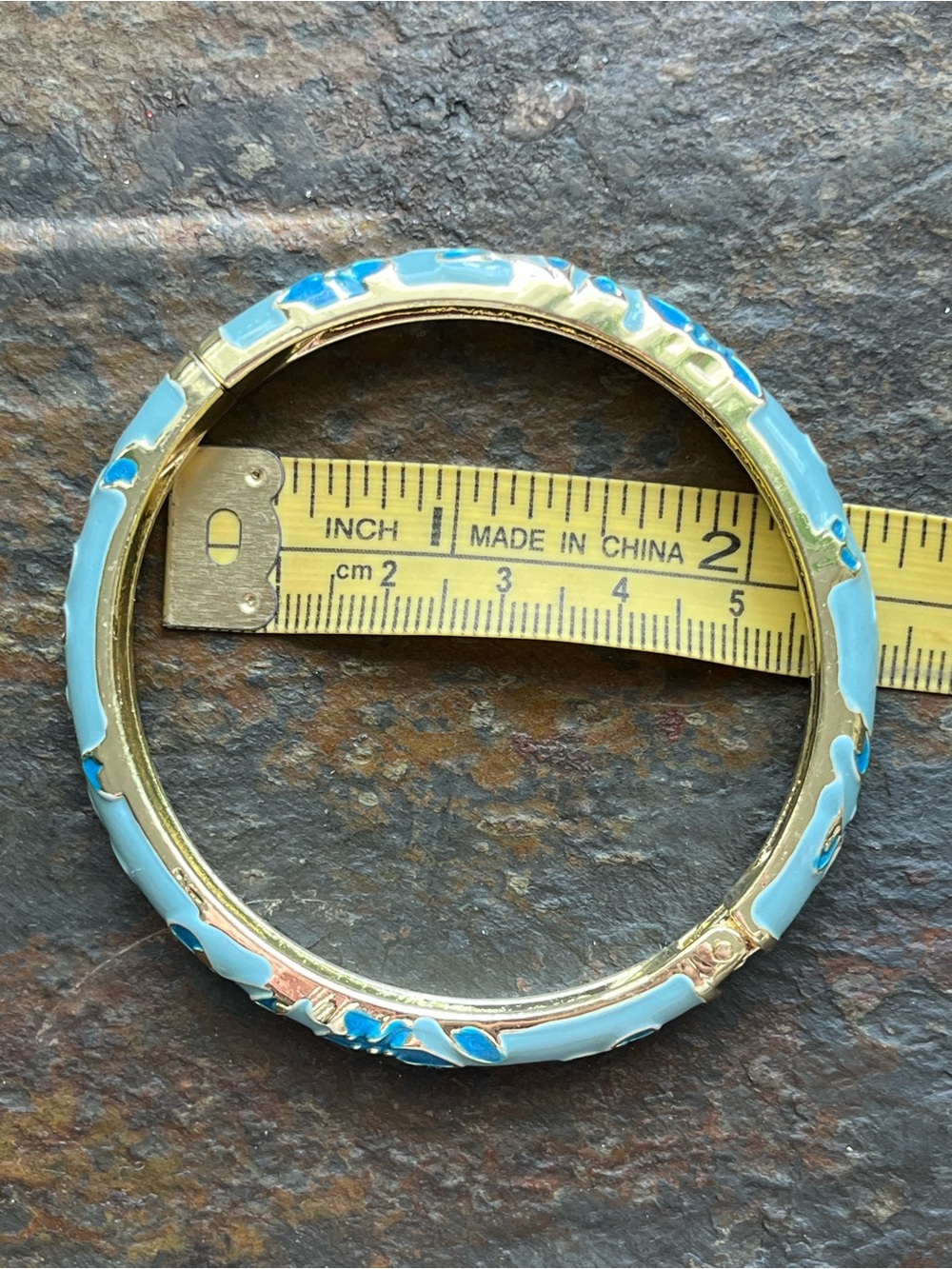 Light Blue Enamel Gold-Tone Bangle Bracelet - Women's Jewelry